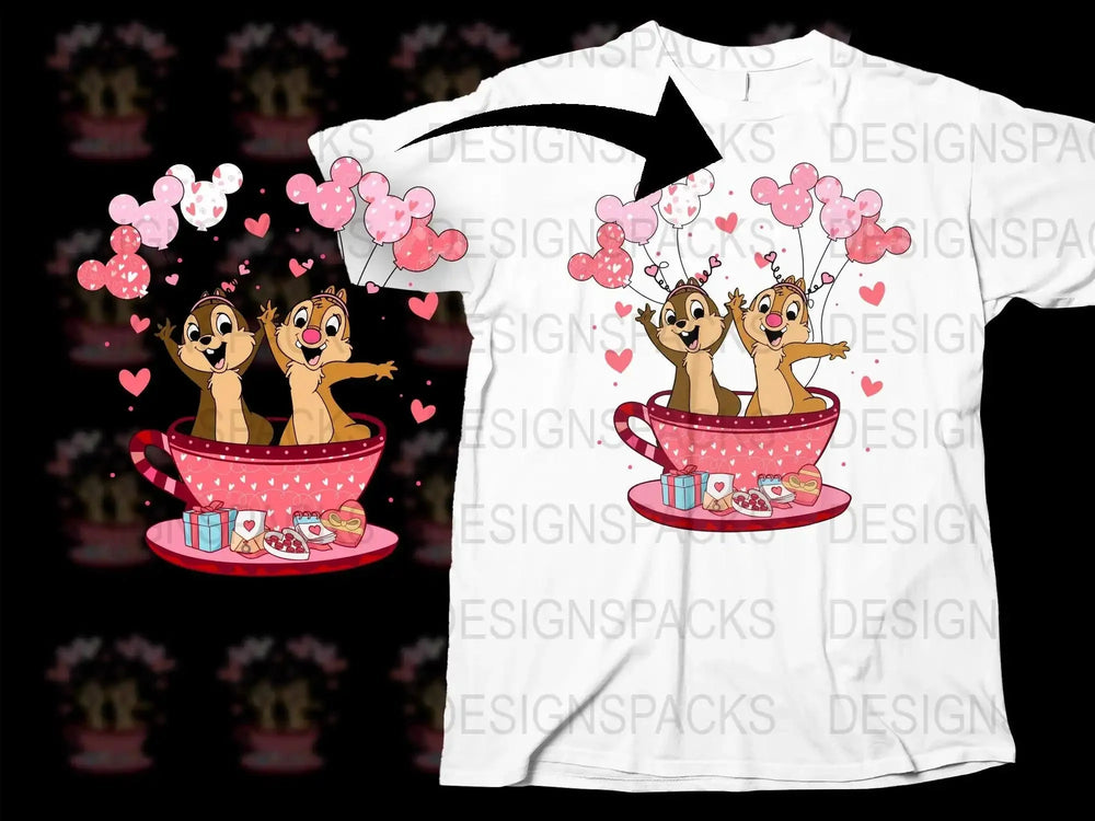Adorable Chip and Dale Valentine Png Digital Download