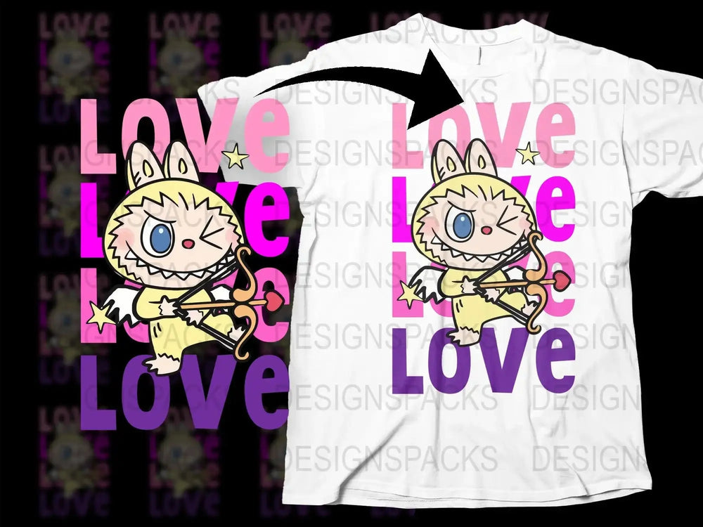 Adorable Cupid Labubu With Love Theme Png Digital Download