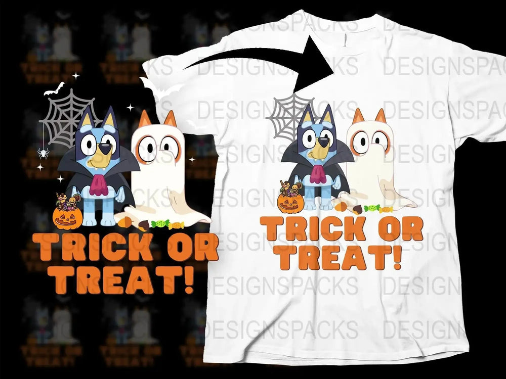 Adorable Halloween Trick Or Treat Bluey Png Digital Download