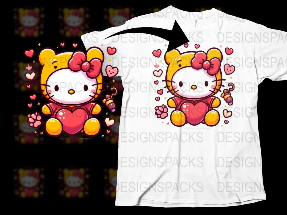 Adorable Hello Kitty Valentine's Day Png Digital Download