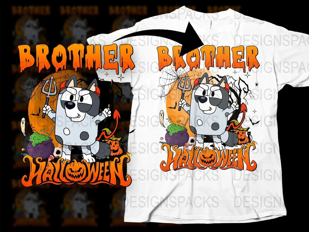 Adorable Muffin Brother Halloween Devil Bluey Design Png Digital Download