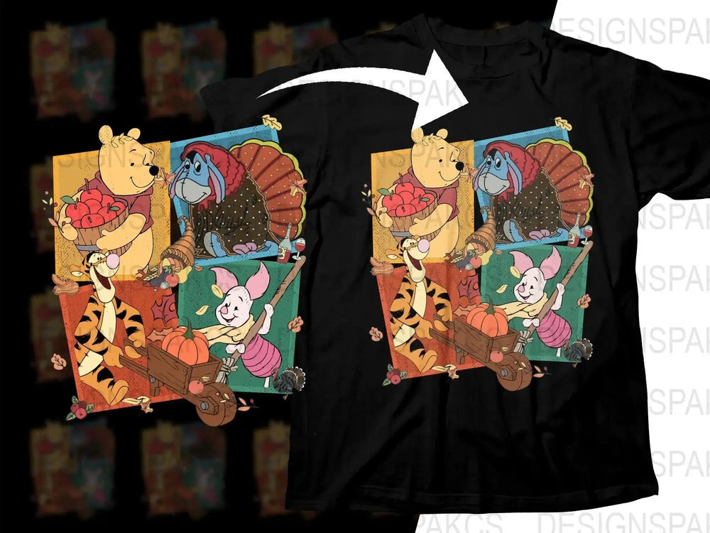 Adorable Pooh Thanksgiving Png Digital Download