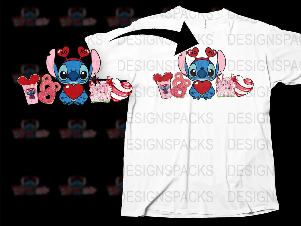 Adorable Stitch Valentine Design Graphic Png Digital Download