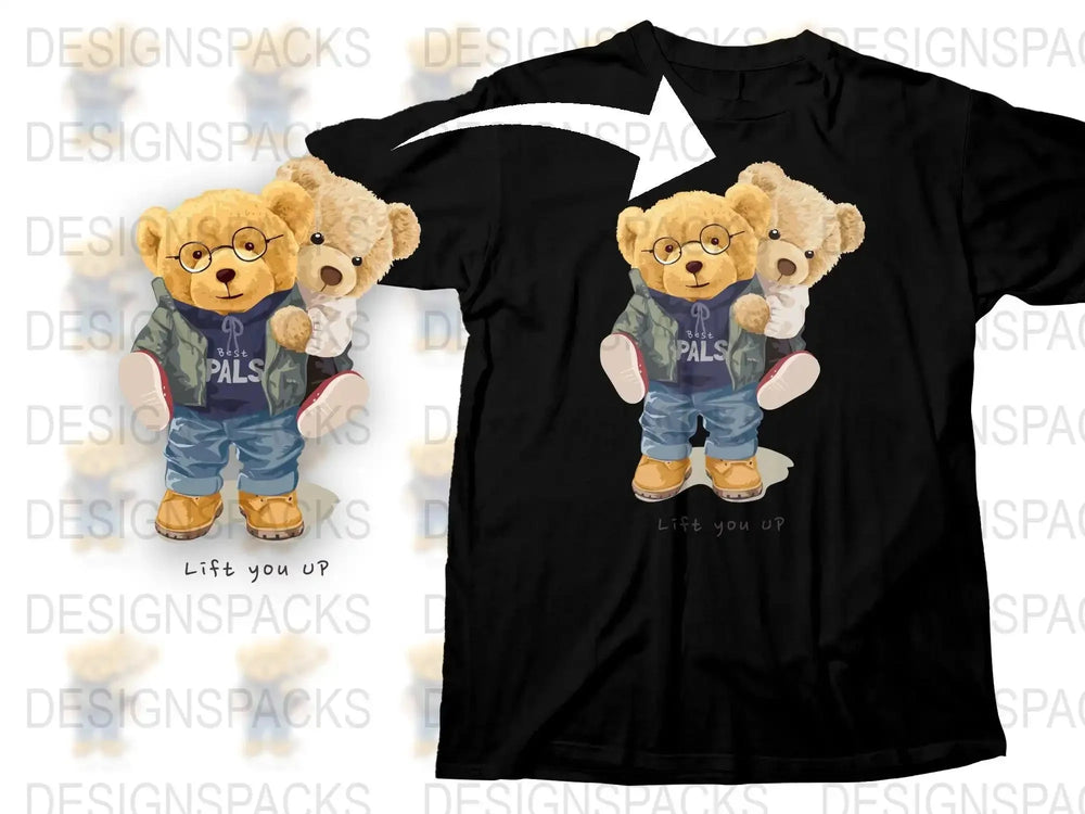 Adorable Teddy Bears Best Pals Lift You Up Png Digital Download