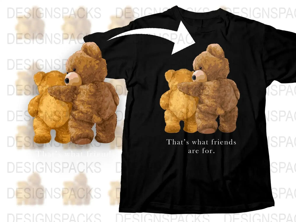 Adorable Teddy Bears Hugging Graphic Png Digital Download