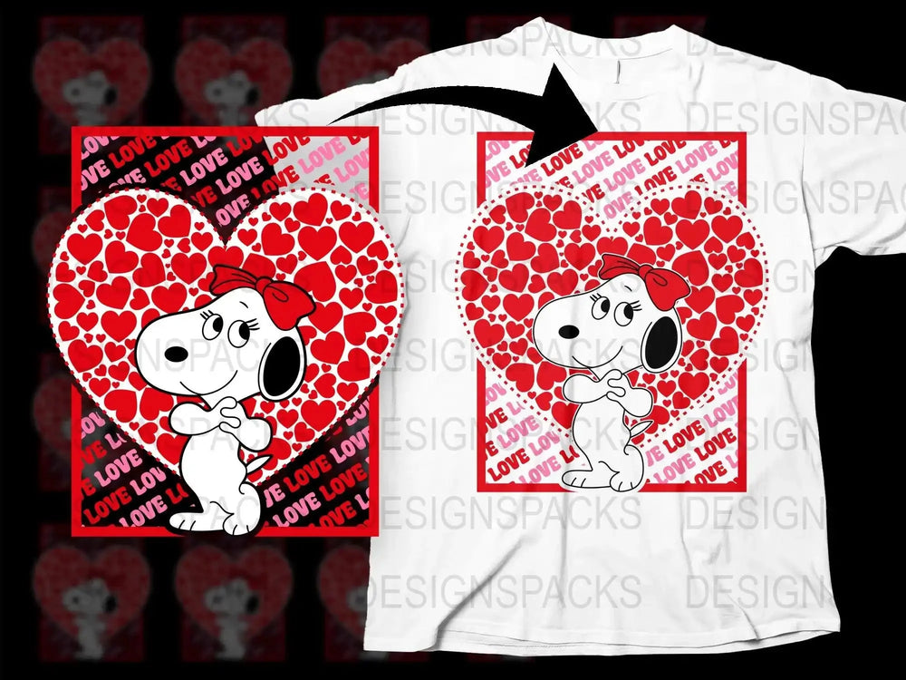 Adorable Valentine's Day Snoopy Graphic Png Digital Download