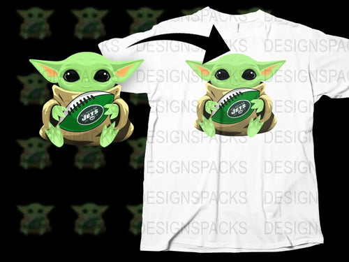 Adorable Yoda Holding New York Jets Football Png Digital Download