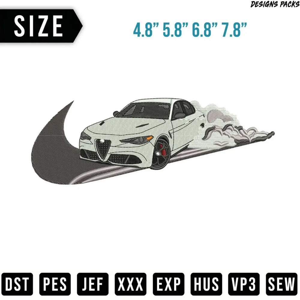 Adrenaline Drift Sports Car Embroidery Design