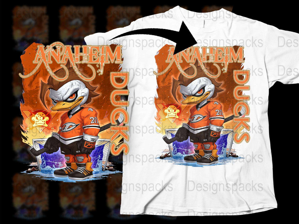 Anaheim Ducks Hockey T-Shirt, Vintage Cartoon Duck Design, Unisex Sports Tee, Fan Apparel
