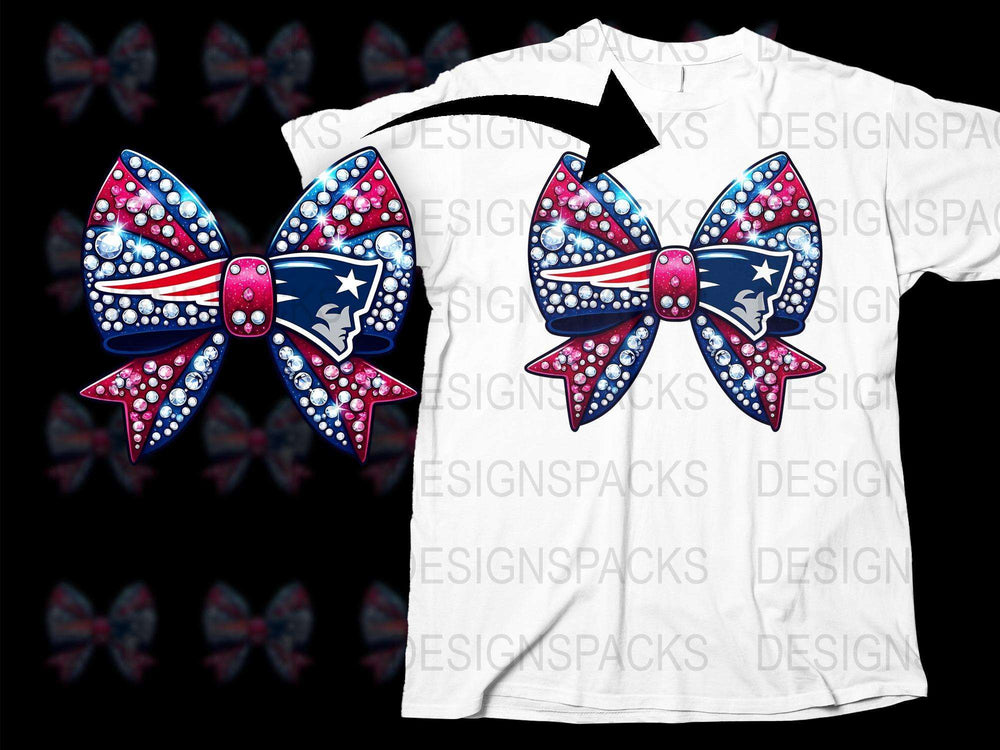Patriotic Cheer Bow T-Shirt, American Flag Design, Red White Blue Sparkle, Youth and Adult Sizes Available
