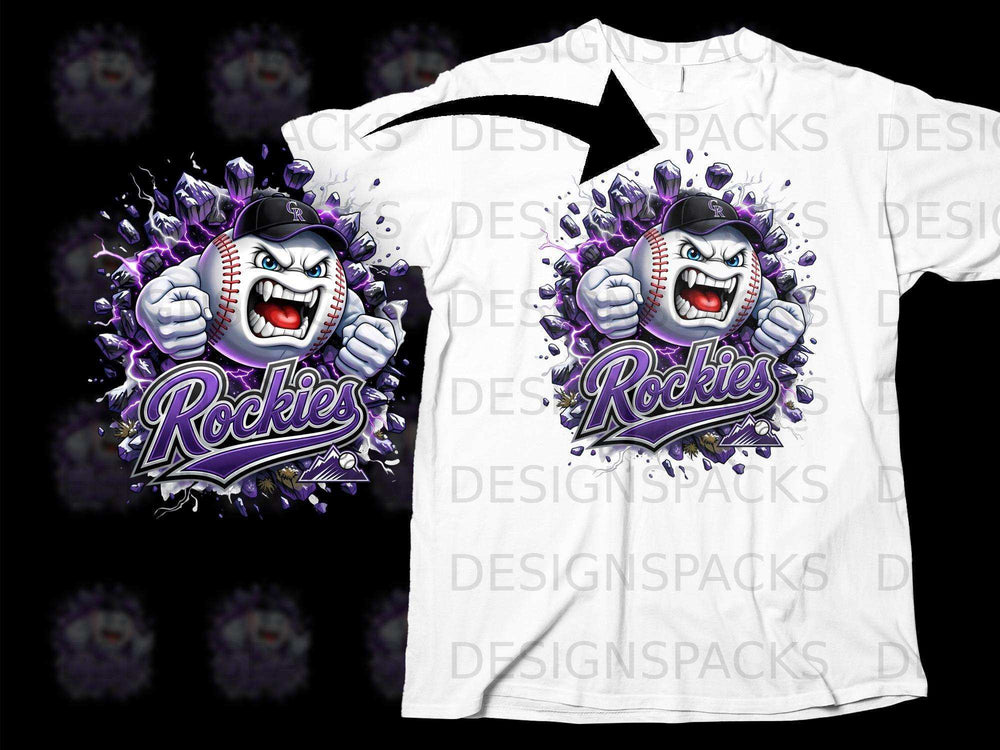Fierce Baseball Mascot Rockies Graphic T-shirt