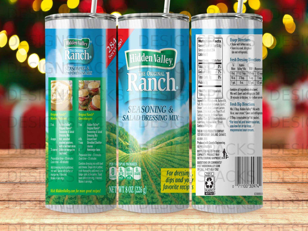 Hidden Valley Ranch Original Salad Dressing Mix 8 oz packet with recipe instructions.