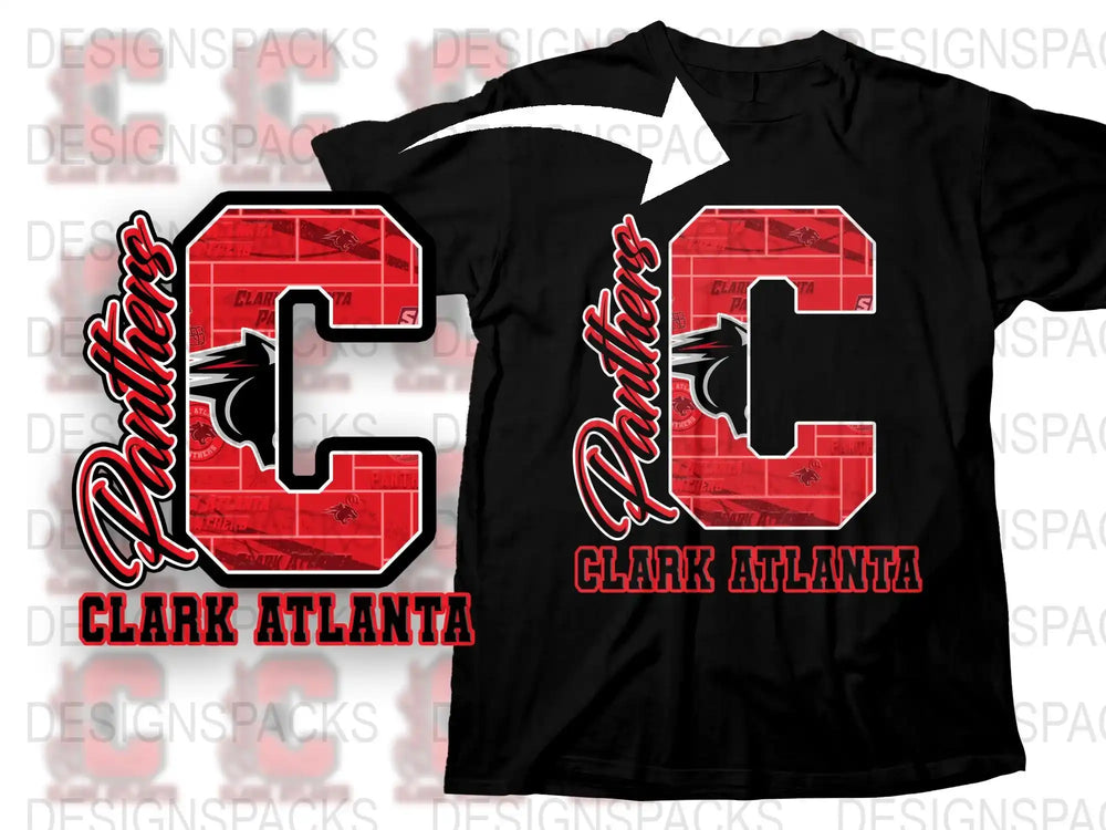 Clark Atlanta University Panthers T-Shirt, Red Black College Tee, Graphic School Spirit Wear