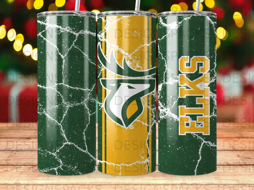 Elks Green Gold Cracked Distressed Logo Design product type
