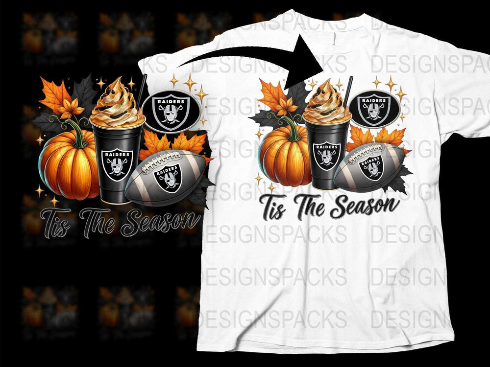 Raiders Autumn T-Shirt, Pumpkin Spice Latte Design, Fall Season Tee, Football Themed Apparel