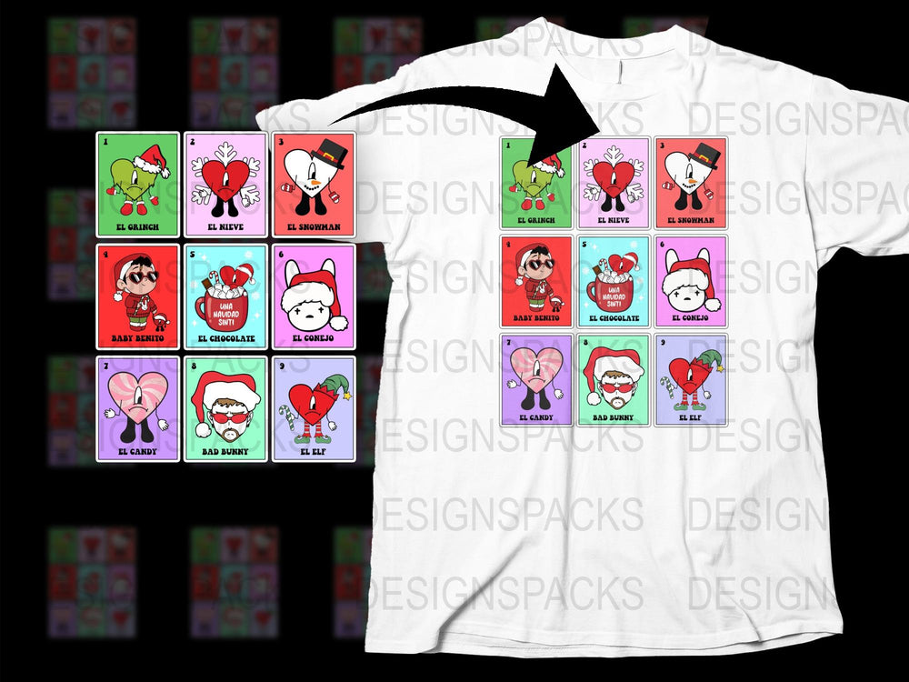 Cute Cartoon Animal Christmas Sticker and T-Shirt Bundle, Festive Holiday Graphics Set