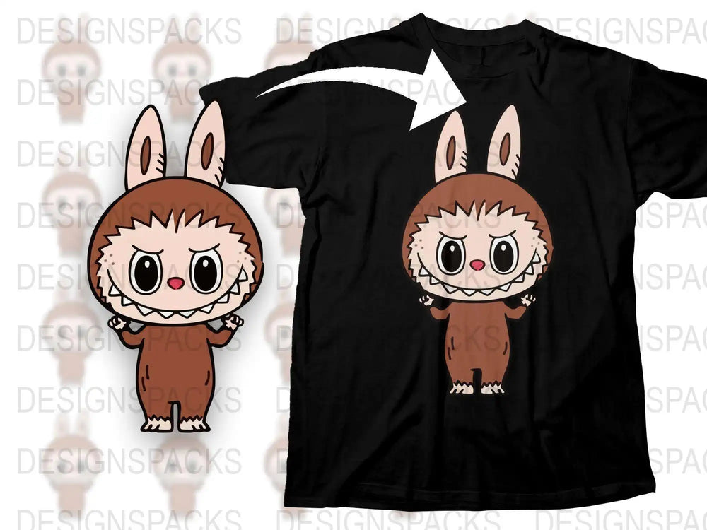 Cute Cartoon Monster T-Shirt, Funny Kids Black Tee, Unisex Children's Graphic Shirt, Casual Wear