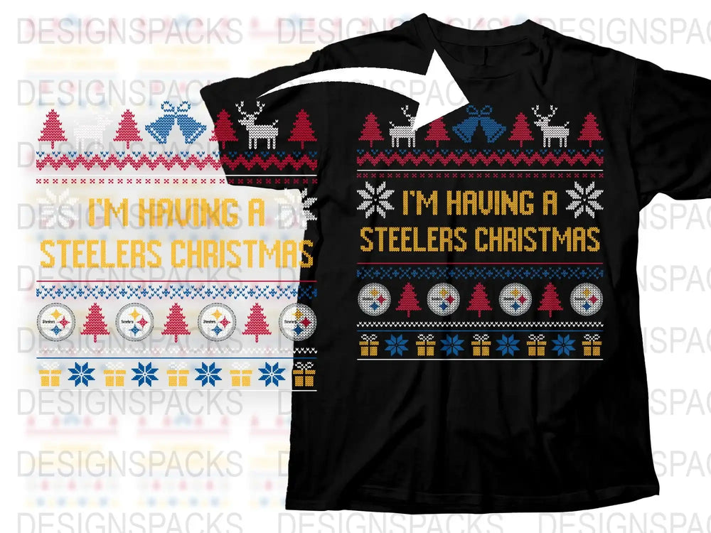 Pittsburgh Steelers Christmas T-Shirt, Festive Holiday Graphic Tee, Fan Apparel Gift, Unisex Black T-Shirt
