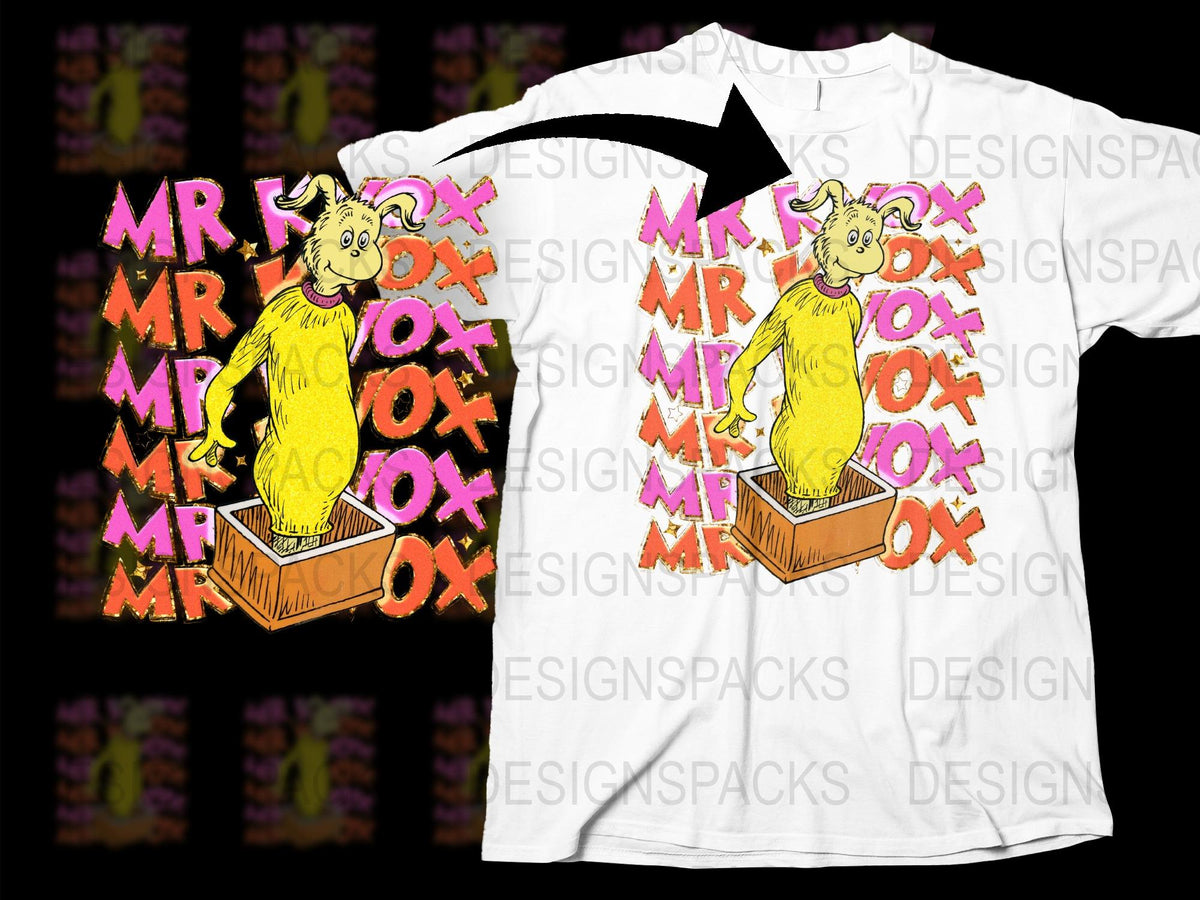Mr. Fox Graphic T-Shirt, Yellow Fox Design, Bold Text Tee, Animal Print Shirt, Unisex Fashion