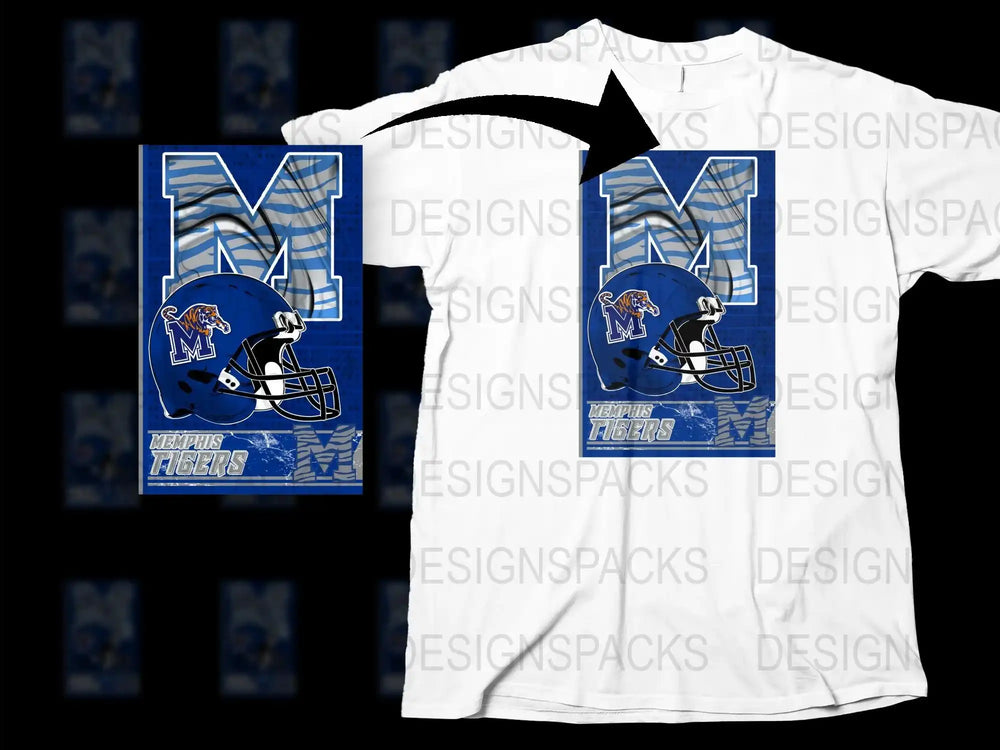 Memphis Tigers Graphic T-Shirt, Blue and White Sports Tee, Collegiate Football Apparel, Unisex Fashion