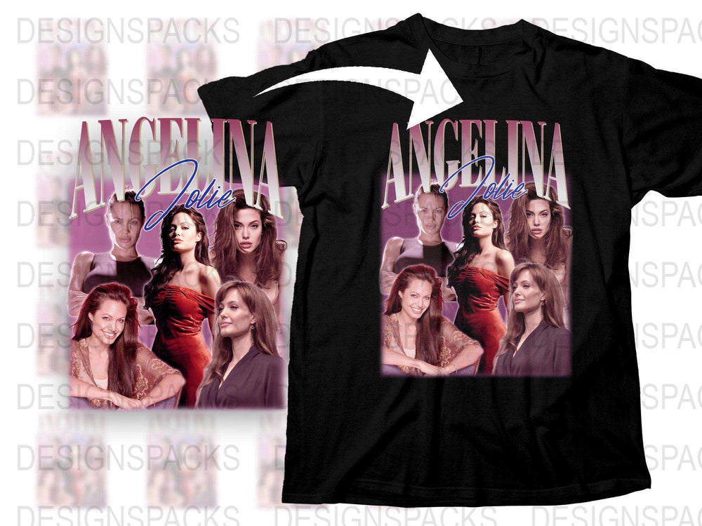 Angelina Jolie Graphic T-Shirt, Vintage Style Movie Star Tee, Collectible Fashion Top, Unique Celebrity Print Shirt