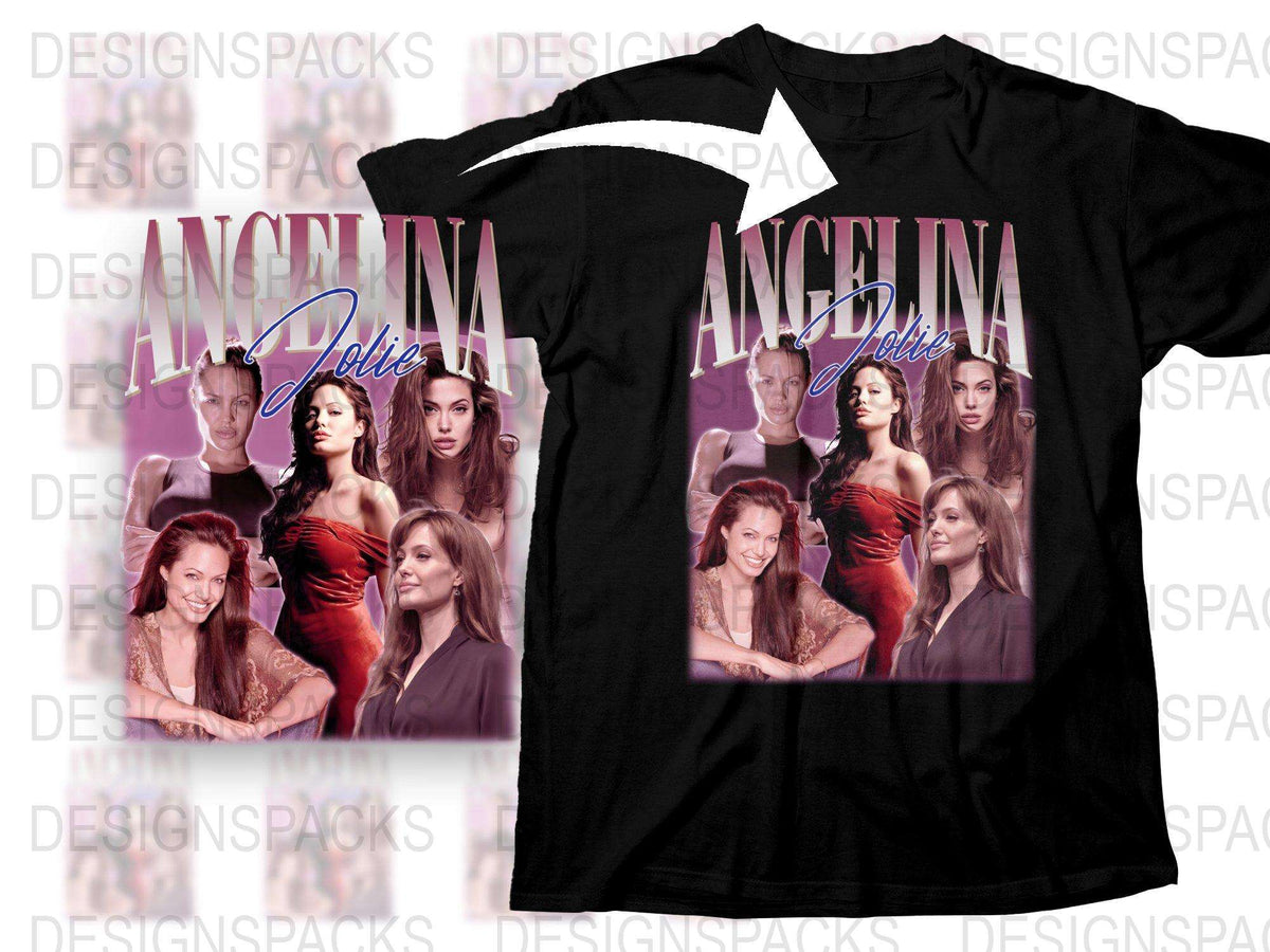 Angelina Jolie Graphic T-Shirt, Vintage Style Movie Star Tee, Collectible Fashion Top, Unique Celebrity Print Shirt