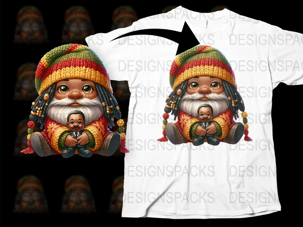 Whimsical Gnome and Baby Graphic T-Shirt, Colorful Fantasy Art, Unique Gift, Unisex Adult Clothing