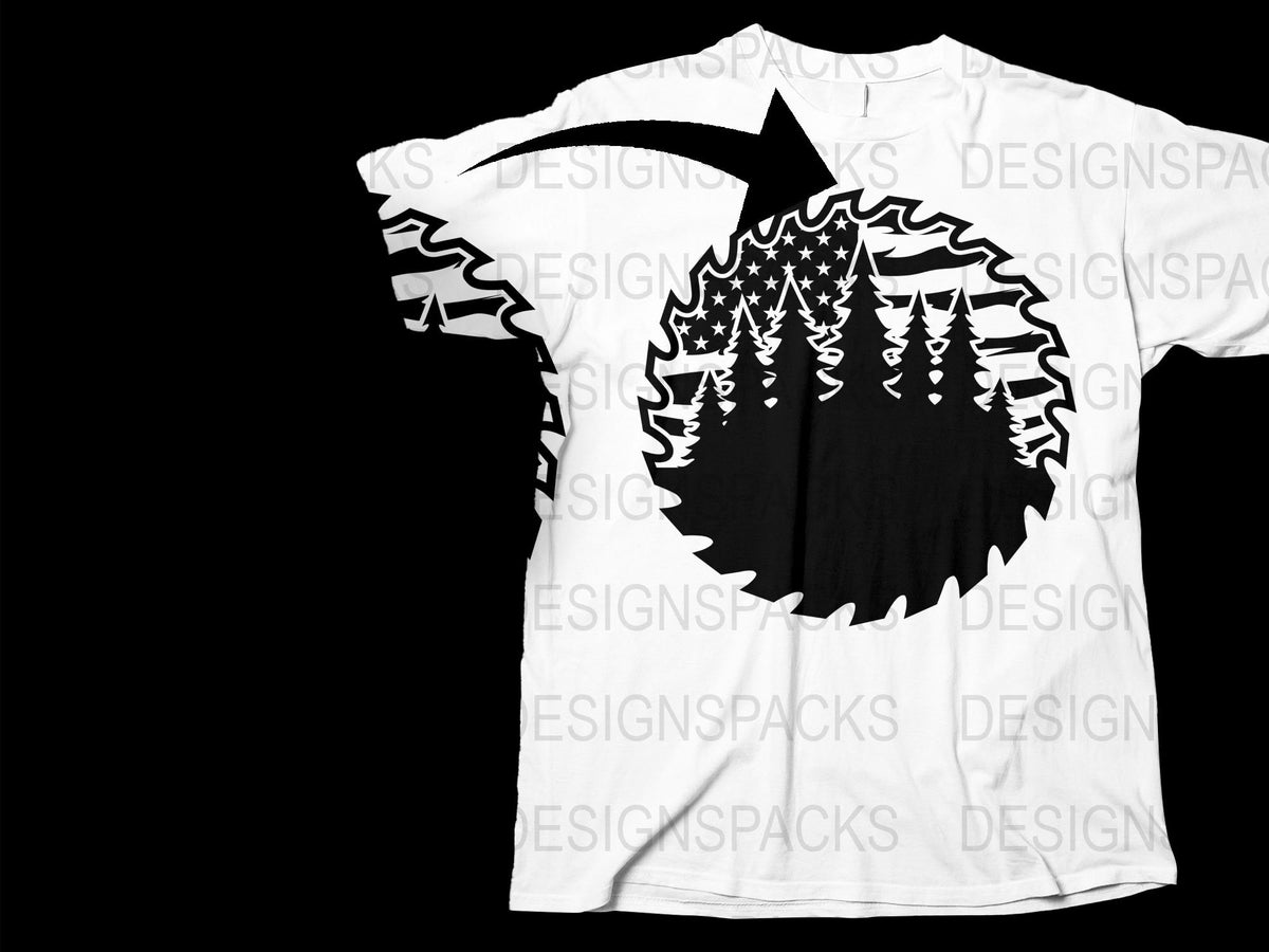 Men's Graphic Tee, Black and White Nature Tree Print, Short Sleeve Summer T-Shirt, Casual Tree Silhouette Top