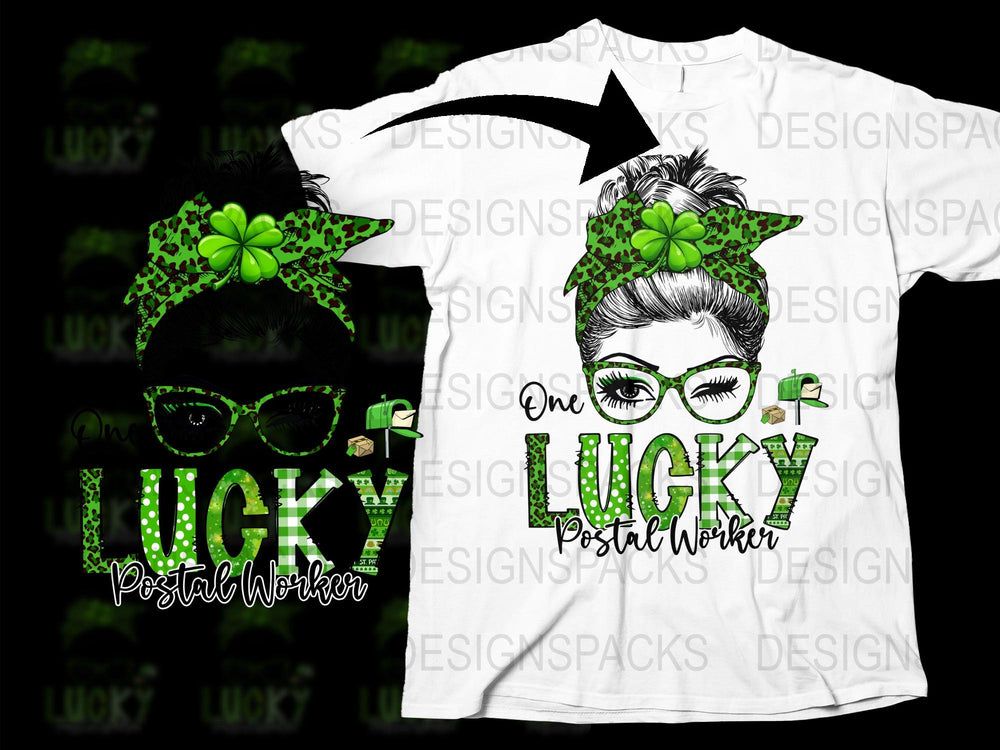 Lucky Postal Worker T-Shirt, St. Patrick's Day Shirt, Green Clover Print, Graphic Tee for Mail Carriers, Unisex Fashion Top