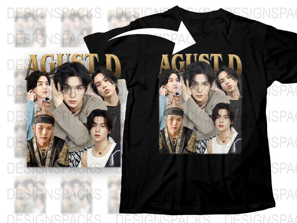 Fan T-Shirt with Multiple Artist Poses, Stylish Black Tee, Music Lover Gift, Unique Apparel Design