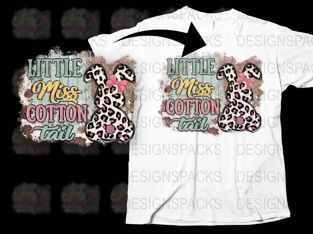 Little Miss Cotton Tail Easter T-Shirt, Leopard Print Bunny, Cute Spring Kids' Tee, Floral Graphic Top, Holiday Gift