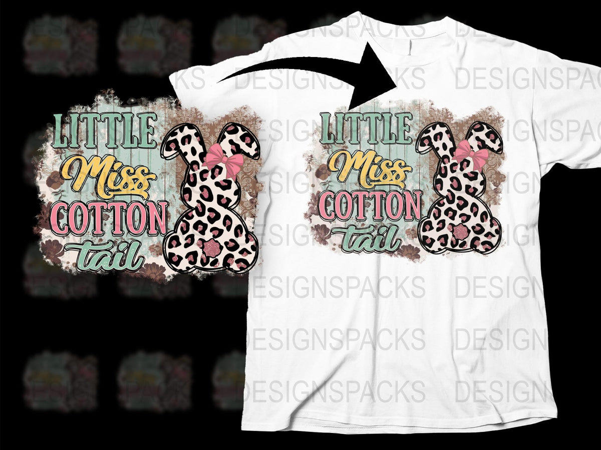 Little Miss Cotton Tail Easter T-Shirt, Leopard Print Bunny, Cute Spring Kids' Tee, Floral Graphic Top, Holiday Gift