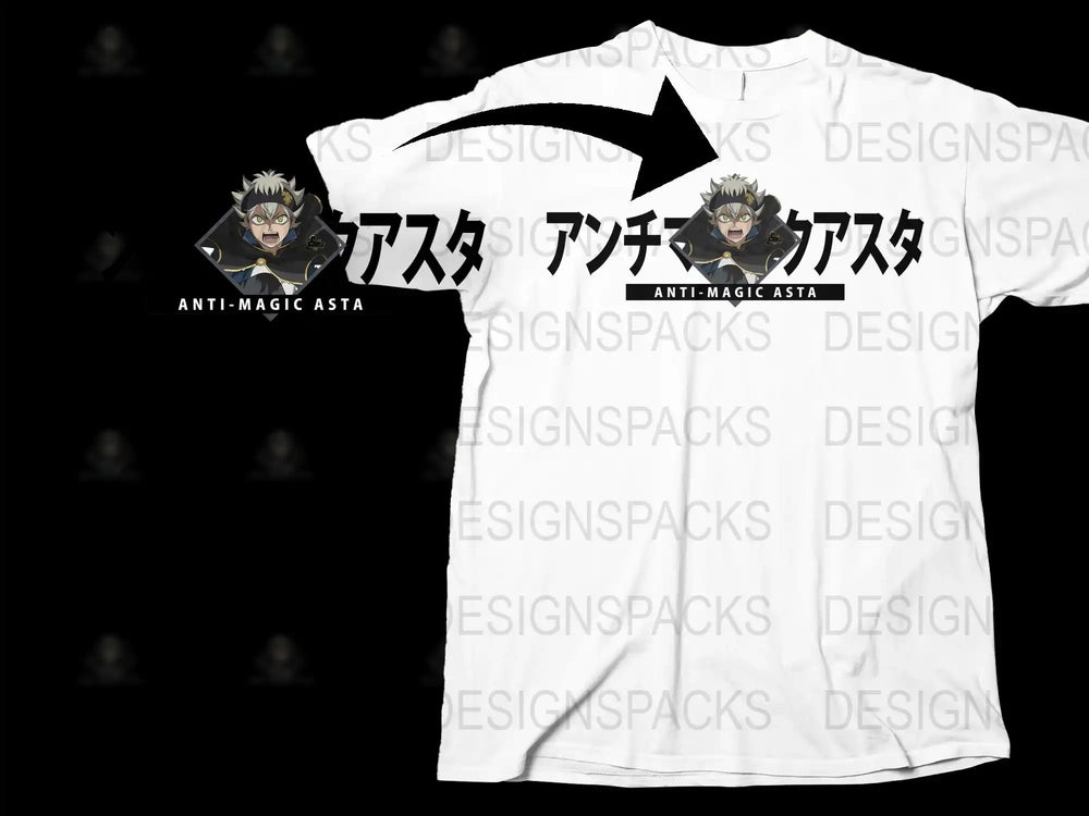Anime Inspired T-Shirt, Anti-Magic Asta, White Graphic Tee, Manga Fans Apparel, Unisex Clothing