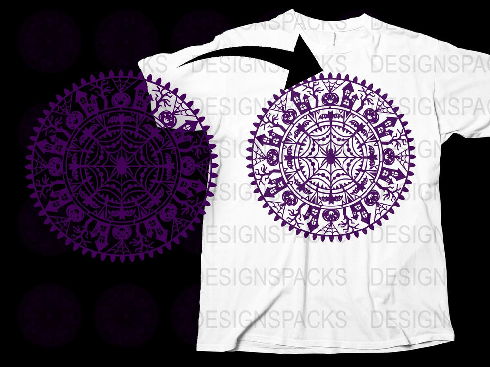 Mandala T-Shirt, Intricate Purple and White Design, Spiritual Yoga Tee, Bohemian Fashion, Unisex Cotton Shirt, Artistic Casual Wear