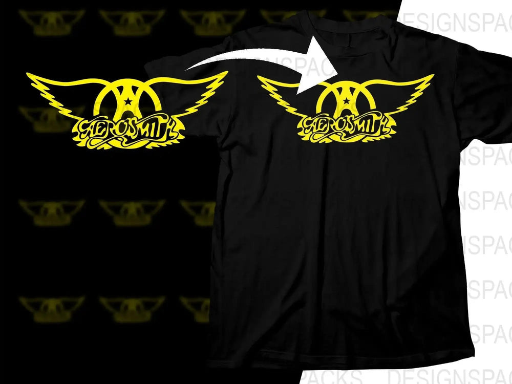 Aerosmith Rock Band Graphic Vintage Style Logo With Wings Png Design Digital Download