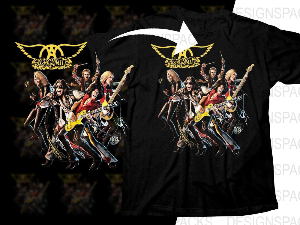 Aerosmith Vintage Rock Band Graphic Fan Art Png Halftone Digital Download