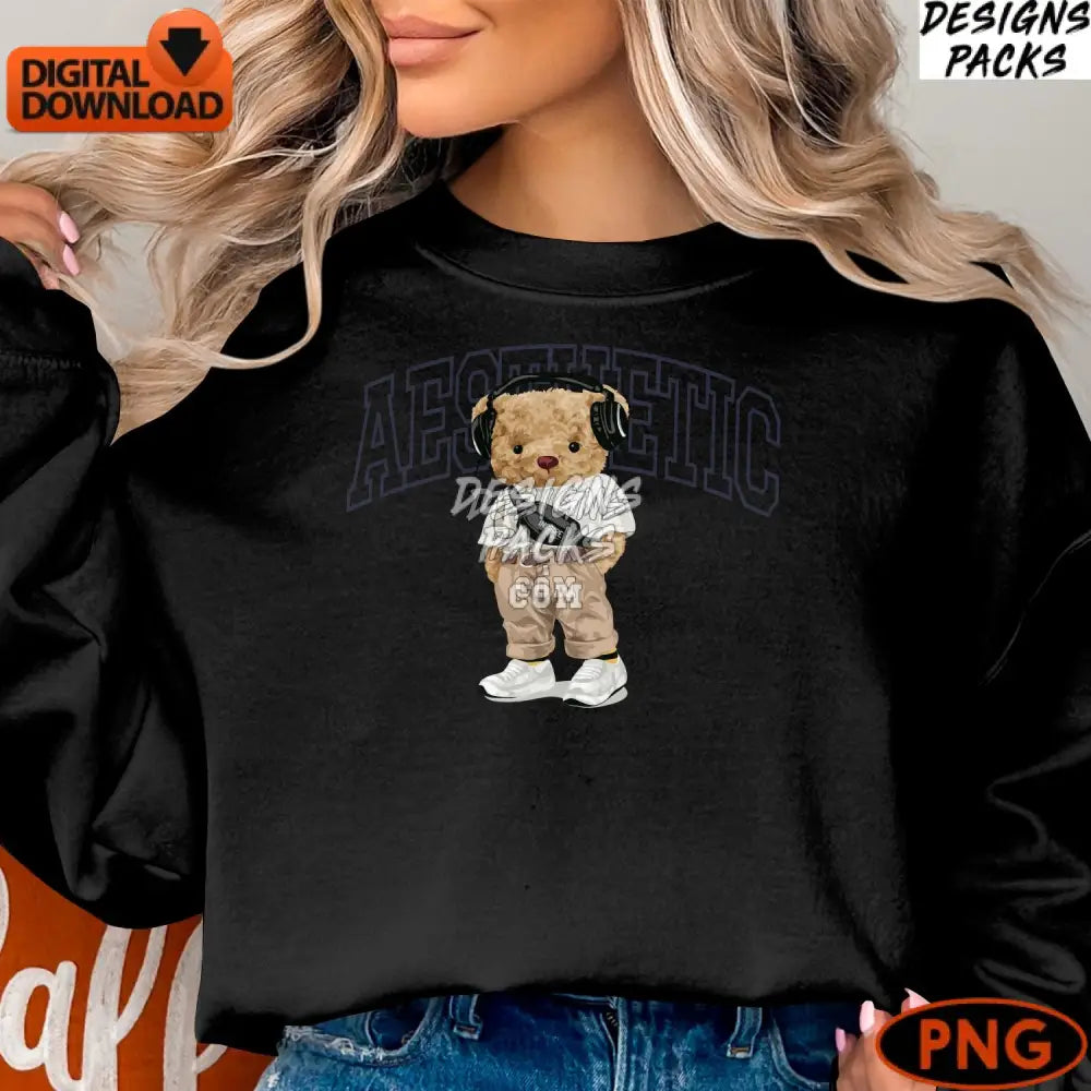 Aesthetic Teddy Bear Illustration Cute Digital Art Trendy Graphic Instant Download Png