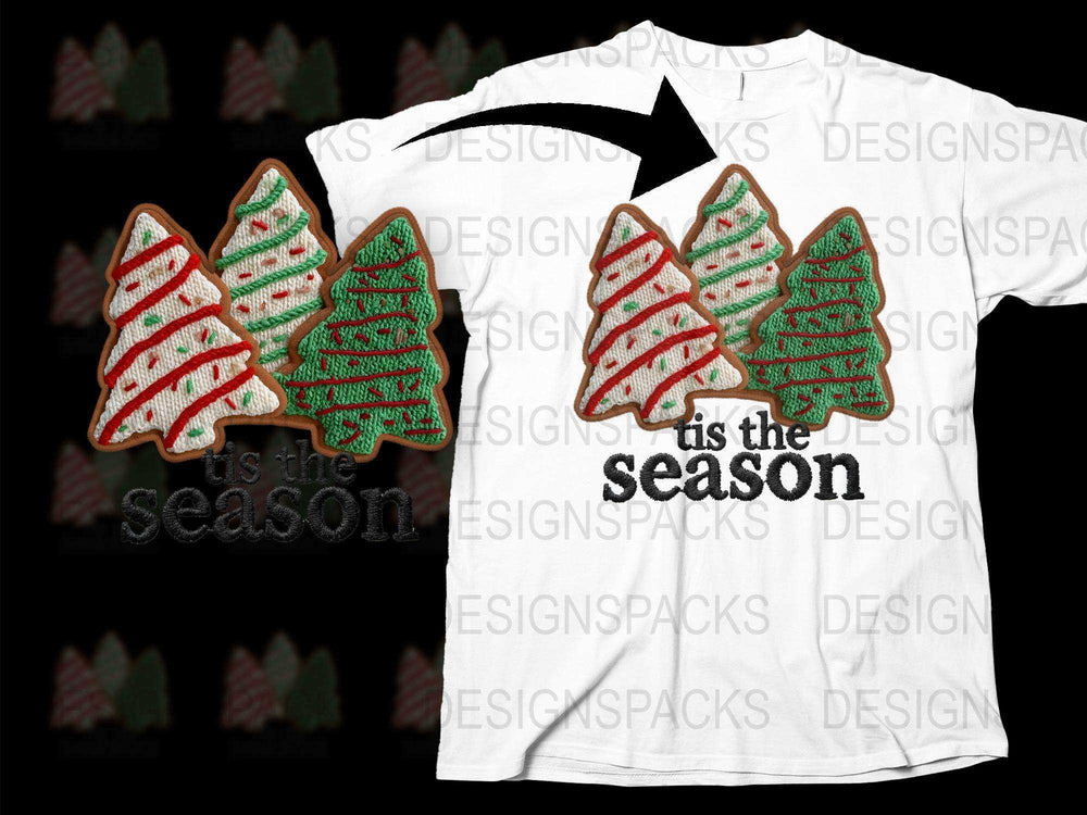 Festive Christmas T-Shirt, 'Tis the Season Slogan, Red Green Tree Design, Holiday Apparel for All Ages, Unique Gift Idea