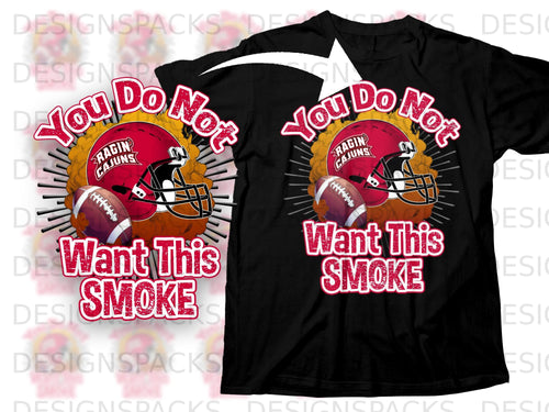 Black t-shirt graphic of a football helmet, football, and text that reads 