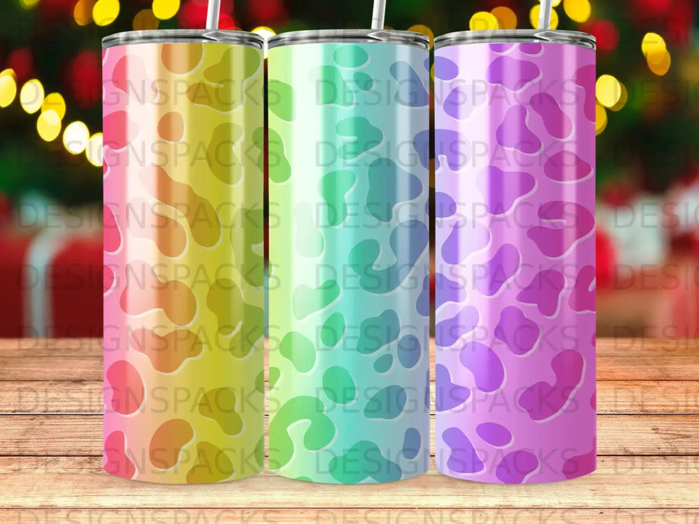 Gradient Cow Print Tumblers Colorful Ombre Spot product type