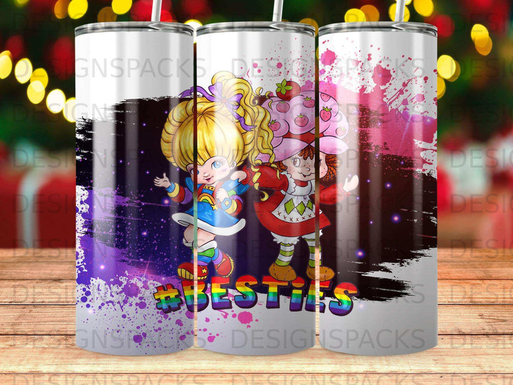 Rainbow Brite and Strawberry Shortcake characters with #BESTIES text.