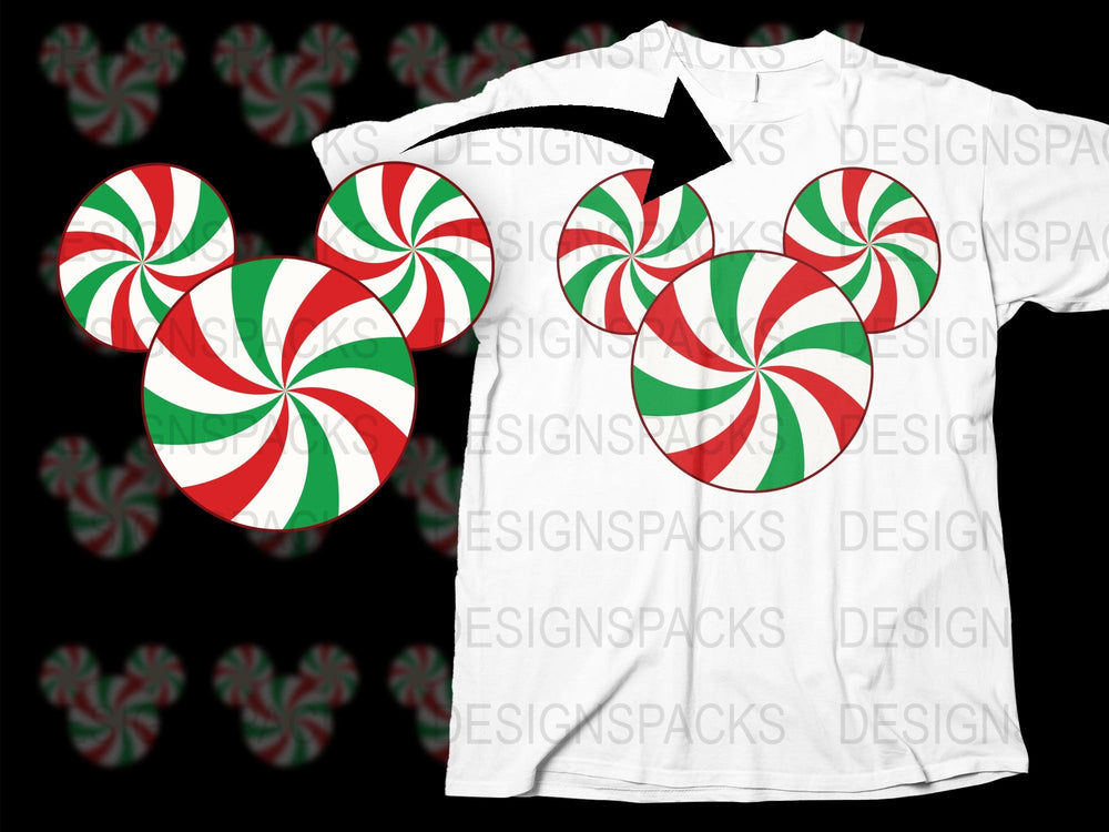 Peppermint Candy Swirl T-Shirt, Red and White Christmas Holiday Tee, Festive Graphic Shirt for All Ages