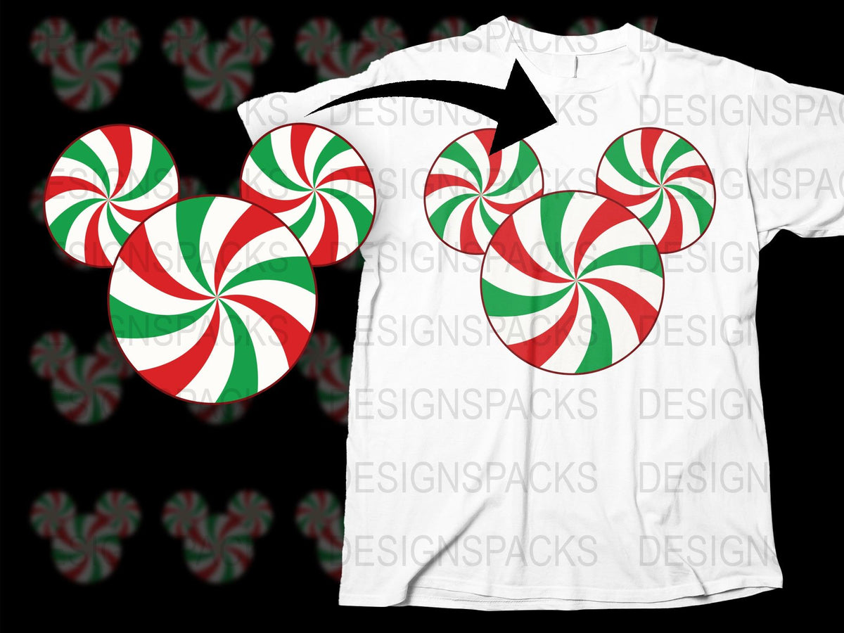 Peppermint Candy Swirl T-Shirt, Red and White Christmas Holiday Tee, Festive Graphic Shirt for All Ages