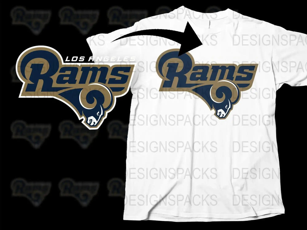 Los Angeles Rams Graphic T-Shirt, White Casual Sports Tee, NFL Team Logo Apparel