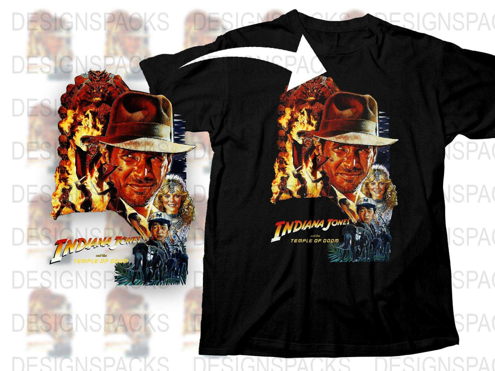 Indiana Jones Temple of Doom Movie Graphic T-Shirt, Vintage Style Tee, Men's and Women's Sizes Available