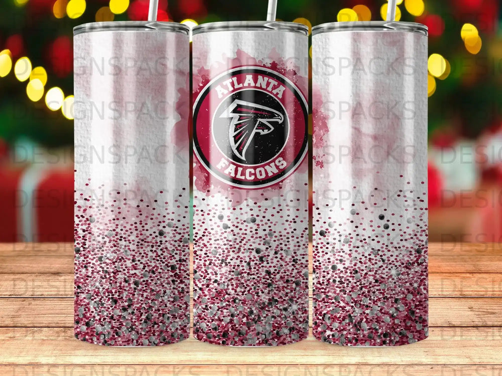 Atlanta Falcons tumbler with glitter ombre design.