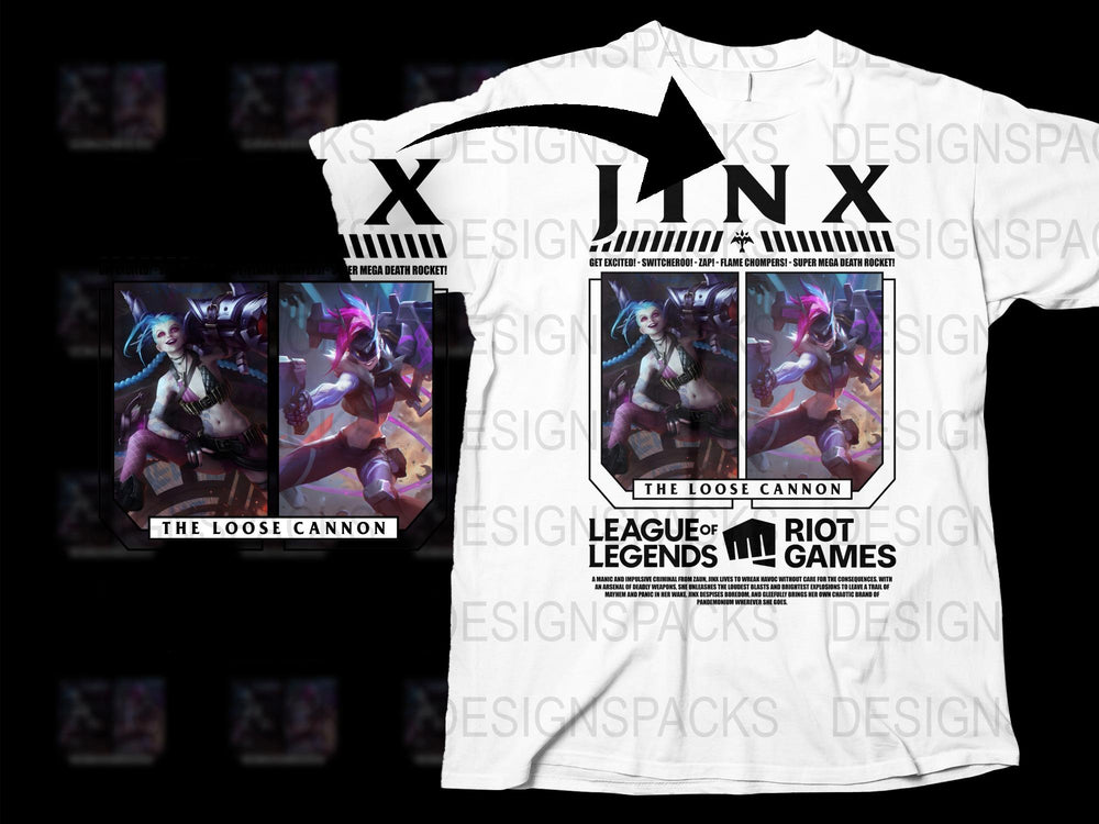 League of Legends Jinx T-Shirt, Loose Cannon Graphic Tee, Gaming Merchandise