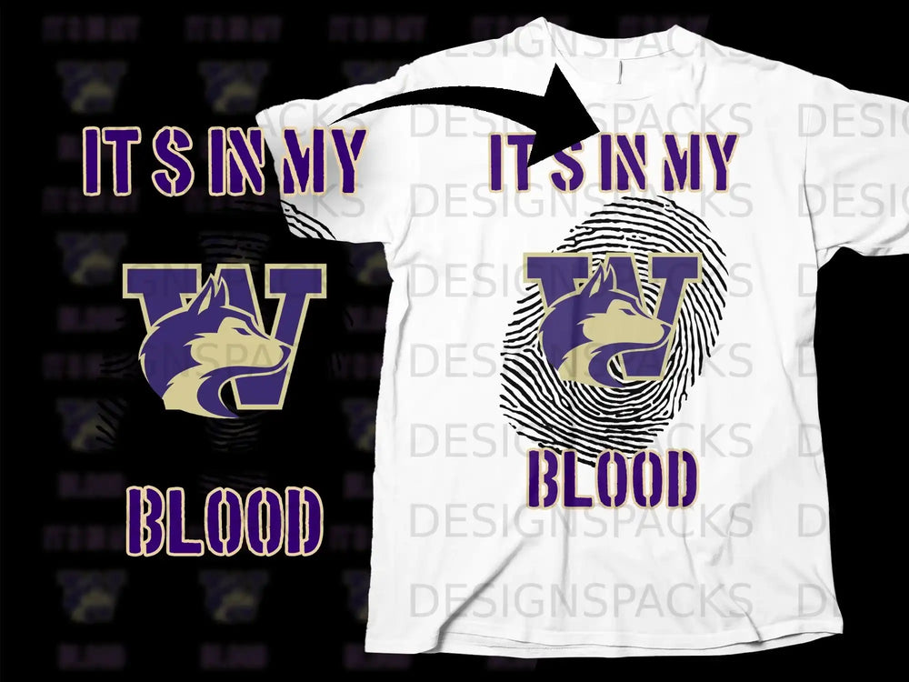It's in My Blood W Wolf Design T-Shirt