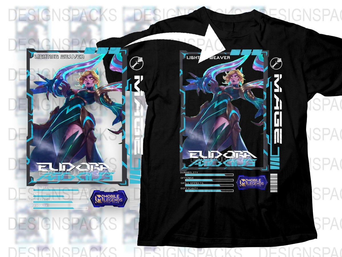 Mobile Legends Eudora Skin T-shirt, Gamer Apparel, Blue Graphic Tee, Unisex Clothing