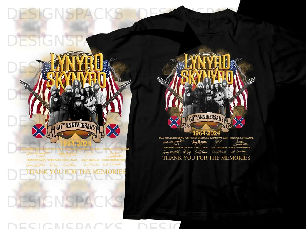 Lynyrd Skynyrd 60th Anniversary band photo with signatures and song lyrics.